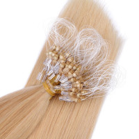 25 x Micro Ring / Loop - 24 Goldblond - Hair Extensions 100% Echthaar - NOVON EXTENTIONS 50 cm - 0,5 g