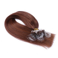25 x Micro Ring / Loop - 33 Rotbraun - Hair Extensions 100% Echthaar - NOVON EXTENTIONS 50 cm - 0,5 g