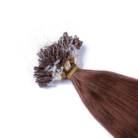 25 x Micro Ring / Loop - 33 Rotbraun - Hair Extensions 100% Echthaar - NOVON EXTENTIONS 50 cm - 0,5 g