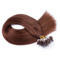 25 x Micro Ring / Loop - 33 Rotbraun - Hair Extensions 100% Echthaar - NOVON EXTENTIONS 50 cm - 0,5 g