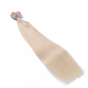 25 x Micro Ring / Loop - 60 Weissblond - Hair Extensions 100% Echthaar - NOVON EXTENTIONS 50 cm - 1 g