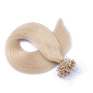 25 x Micro Ring / Loop - 60 Weissblond - Hair Extensions 100% Echthaar - NOVON EXTENTIONS 50 cm - 0,5 g