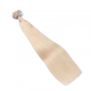 25 x Micro Ring / Loop - 613 Helllichtblond - Hair Extensions 100% Echthaar - NOVON EXTENTIONS 60 cm - 1 g