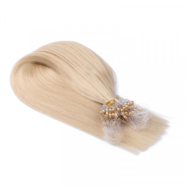 25 x Micro Ring / Loop - 613 Helllichtblond - Hair Extensions 100% Echthaar - NOVON EXTENTIONS 50 cm - 0,5 g