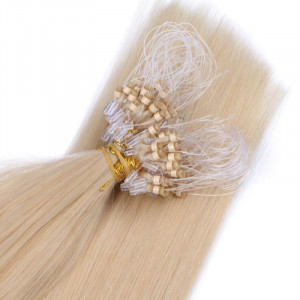 25 x Micro Ring / Loop - 613 Helllichtblond - Hair Extensions 100% Echthaar - NOVON EXTENTIONS 50 cm - 0,5 g