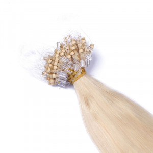 25 x Micro Ring / Loop - 613 Helllichtblond - Hair Extensions 100% Echthaar - NOVON EXTENTIONS 50 cm - 0,5 g