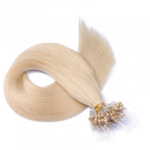 25 x Micro Ring / Loop - 613 Helllichtblond - Hair Extensions 100% Echthaar - NOVON EXTENTIONS 50 cm - 0,5 g