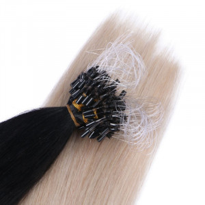 25 x Micro Ring / Loop - 1b/Grey Ombre - Hair Extensions 100% Echthaar - NOVON EXTENTIONS 50 cm - 1 g