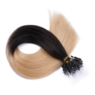 25 x Micro Ring / Loop - 1b/24 Ombre - Hair Extensions 100% Echthaar - NOVON EXTENTIONS 60 cm - 1 g