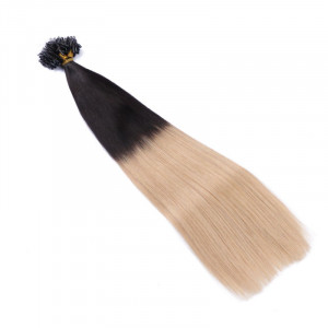 25 x Micro Ring / Loop - 1b/24 Ombre - Hair Extensions 100% Echthaar - NOVON EXTENTIONS 60 cm - 1 g