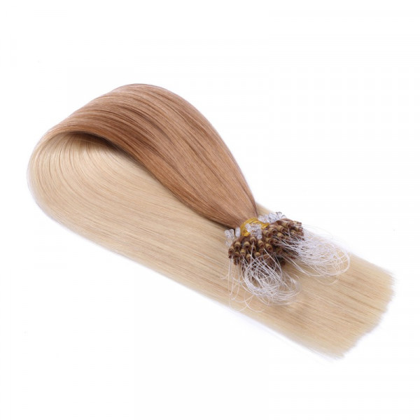 25 x Micro Ring / Loop - 12/60 Ombre - Hair Extensions 100% Echthaar - NOVON EXTENTIONS 60 cm - 0,5 g
