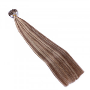 25 x Micro Ring / Loop - 4/24 Gesträhnt - Hair Extensions 100% Echthaar - NOVON EXTENTIONS 50 cm - 1 g