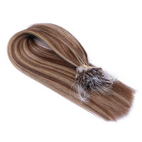 25 x Micro Ring / Loop - 4/24 Gesträhnt - Hair Extensions 100% Echthaar - NOVON EXTENTIONS 50 cm - 0,5 g