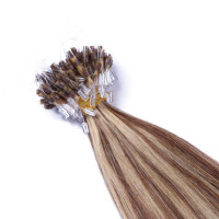 25 x Micro Ring / Loop - 4/24 Gesträhnt - Hair Extensions 100% Echthaar - NOVON EXTENTIONS 50 cm - 0,5 g