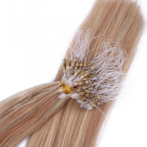 25 x Micro Ring / Loop - 12/613 Gesträhnt - Hair Extensions 100% Echthaar - NOVON EXTENTIONS 50 cm - 0,5 g