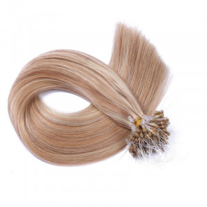 25 x Micro Ring / Loop - 12/613 Gesträhnt - Hair Extensions 100% Echthaar - NOVON EXTENTIONS 50 cm - 0,5 g
