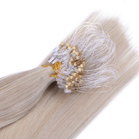 25 x Micro Ring / Loop - Grey / Grau - Hair Extensions 100% Echthaar - NOVON EXTENTIONS 60 cm - 1 g