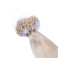 25 x Micro Ring / Loop - Grey / Grau - Hair Extensions 100% Echthaar - NOVON EXTENTIONS 60 cm - 1 g