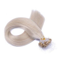 25 x Micro Ring / Loop - Grey / Grau - Hair Extensions 100% Echthaar - NOVON EXTENTIONS 60 cm - 1 g
