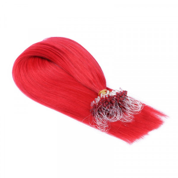 25 x Micro Ring / Loop - Red - Hair Extensions 100% Echthaar - NOVON EXTENTIONS 50 cm - 0,5 g