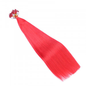 25 x Micro Ring / Loop - Red - Hair Extensions 100% Echthaar - NOVON EXTENTIONS 50 cm - 0,5 g