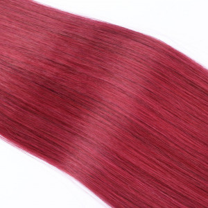 25 x Micro Ring / Loop - Burg - Hair Extensions 100% Echthaar - NOVON EXTENTIONS 50 cm - 1 g