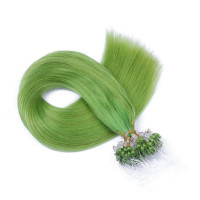 25 x Micro Ring / Loop - Grün - Hair Extensions 100% Echthaar - NOVON EXTENTIONS 50 cm - 0,5 g