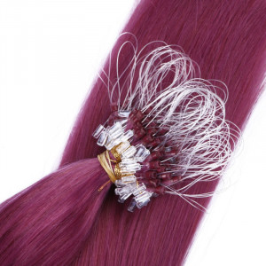 25 x Micro Ring / Loop - Violett - Hair Extensions 100% Echthaar - NOVON EXTENTIONS 50 cm - 1 g