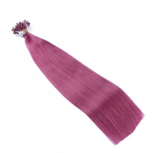 25 x Micro Ring / Loop - Violett - Hair Extensions 100% Echthaar - NOVON EXTENTIONS 50 cm - 1 g