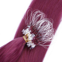 25 x Micro Ring / Loop - Violett - Hair Extensions 100% Echthaar - NOVON EXTENTIONS 60 cm - 0,5 g