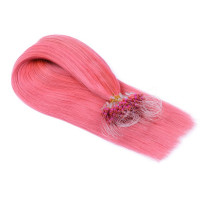 25 x Micro Ring / Loop - Pink - Hair Extensions 100% Echthaar - NOVON EXTENTIONS 50 cm - 1 g
