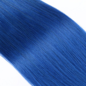 25 x Micro Ring / Loop - Blue - Hair Extensions 100% Echthaar - NOVON EXTENTIONS 50 cm - 1 g