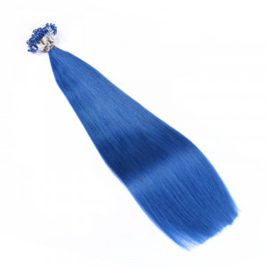 25 x Micro Ring / Loop - Blue - Hair Extensions 100% Echthaar - NOVON EXTENTIONS 50 cm - 1 g