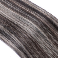 25 x Micro Ring / Loop - 1b/Grey Gesträhnt - Hair Extensions 100% Echthaar - NOVON EXTENTIONS 50 cm - 1 g