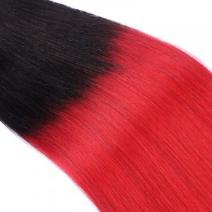 25 x Micro Ring / Loop - 1B/Red Ombre - Hair Extensions 100% Echthaar - NOVON EXTENTIONS 50 cm - 1 g