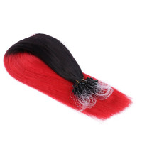 25 x Micro Ring / Loop - 1B/Red Ombre - Hair Extensions 100% Echthaar - NOVON EXTENTIONS 50 cm - 1 g