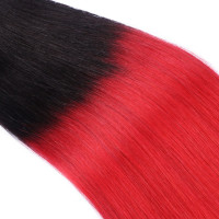 25 x Micro Ring / Loop - 1B/Red Ombre - Hair Extensions 100% Echthaar - NOVON EXTENTIONS 50 cm - 1 g