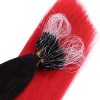 25 x Micro Ring / Loop - 1B/Red Ombre - Hair Extensions 100% Echthaar - NOVON EXTENTIONS 50 cm - 1 g