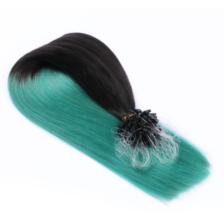25 x Micro Ring / Loop - 1B/Sky Ombre - Hair Extensions 100% Echthaar - NOVON EXTENTIONS 50 cm - 0,5 g
