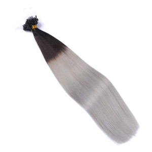 25 x Micro Ring / Loop - 1b/Silver Ombre - Hair Extensions 100% Echthaar - NOVON EXTENTIONS 50 cm - 1 g
