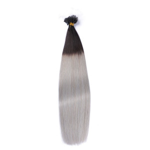 25 x Micro Ring / Loop - 1b/Silver Ombre - Hair Extensions 100% Echthaar - NOVON EXTENTIONS 50 cm - 1 g