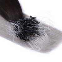 25 x Micro Ring / Loop - 1b/Silver Ombre - Hair Extensions 100% Echthaar - NOVON EXTENTIONS 60 cm - 1 g