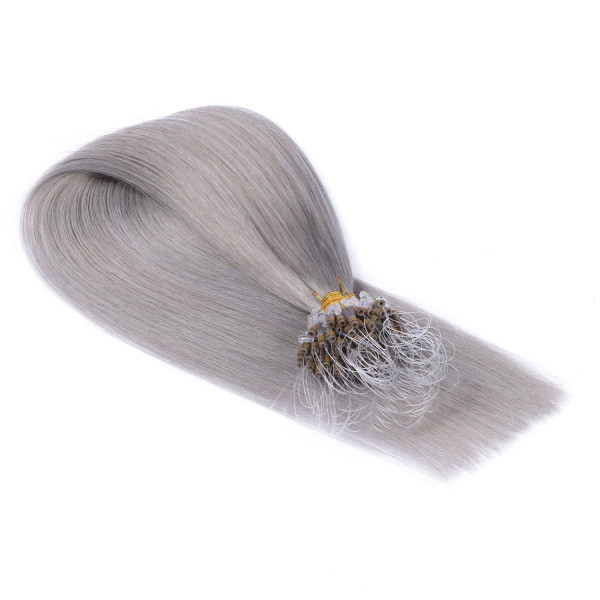 25 x Micro Ring / Loop - Silver - Hair Extensions 100% Echthaar - NOVON EXTENTIONS 50 cm - 1 g