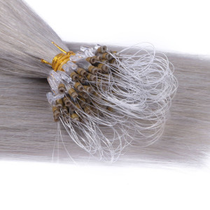 25 x Micro Ring / Loop - Silver - Hair Extensions 100% Echthaar - NOVON EXTENTIONS 60 cm - 1 g