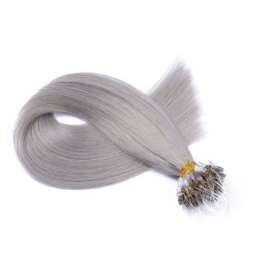 25 x Micro Ring / Loop - Silver - Hair Extensions 100% Echthaar - NOVON EXTENTIONS 60 cm - 1 g