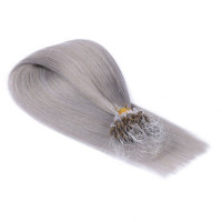 25 x Micro Ring / Loop - Silver - Hair Extensions 100% Echthaar - NOVON EXTENTIONS 50 cm - 0,5 g
