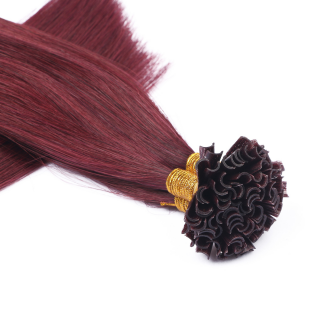 25 x Keratin Bonding Hair Extensions - 99 Hellbraun-violett-mahagoni - 100% Echthaar - NOVON EXTENTIONS