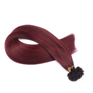 25 x Keratin Bonding Hair Extensions - 99 Hellbraun-violett-mahagoni - 100% Echthaar - NOVON EXTENTIONS