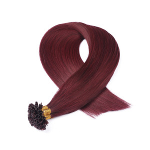 25 x Keratin Bonding Hair Extensions - 99 Hellbraun-violett-mahagoni - 100% Echthaar - NOVON EXTENTIONS