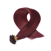 25 x Keratin Bonding Hair Extensions - 99 Hellbraun-violett-mahagoni - 100% Echthaar - NOVON EXTENTIONS